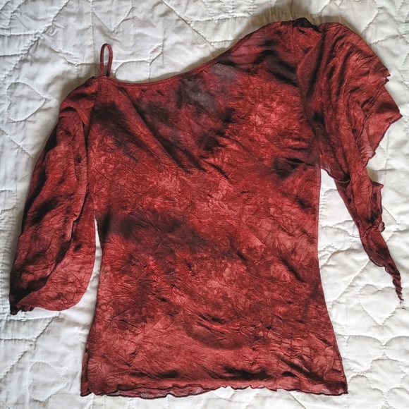 2/$40 🍩 Vintage Le Château Asymmetrical Sheer Top - Picture 2 of 10